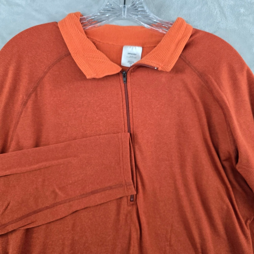 Patagonia Quarter Zip Pullover Mens Large Orange Fleece Polartec Baselayer